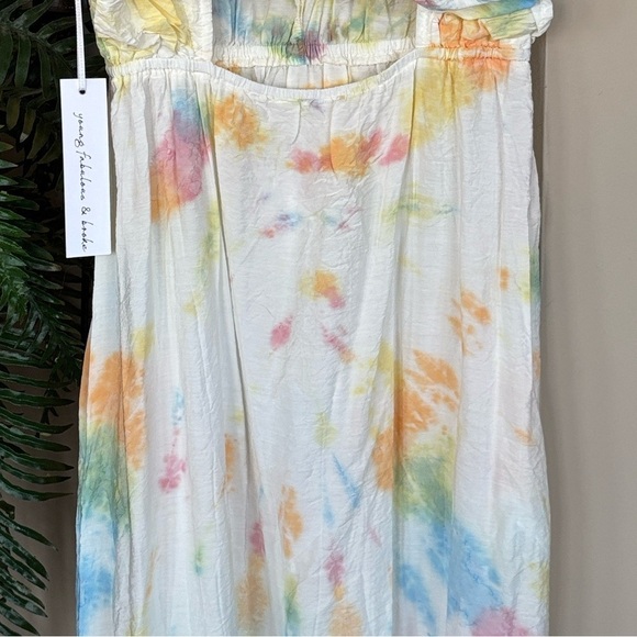 Brand New Young Fabulous & Broke Tie Dye Ruffle Tiered Open Back Cruz Maxi Dress - Picture 10 of 15
